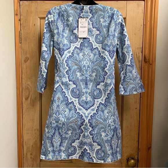 Zara woman blue paisley kaftan dress size small NEW - Picture 4 of 13